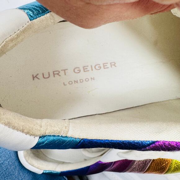 Kurt Geiger Metallic Rainbow Striped Women's Athletic Shoes - Picture 3 of 11